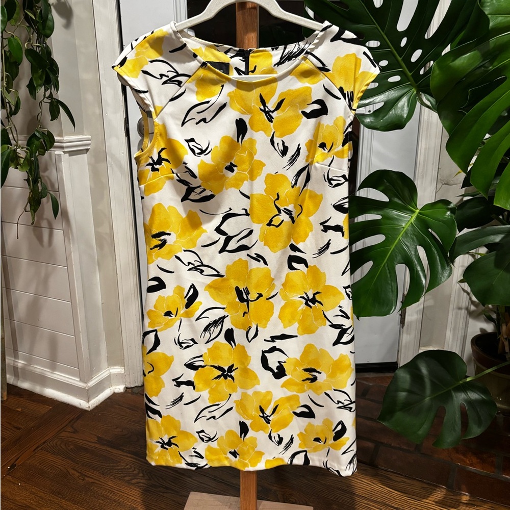 AB Studio Yellow Floral Midi Dress